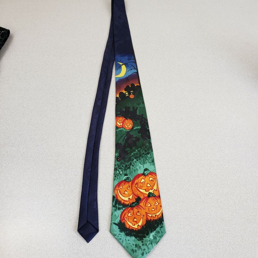 Halloween‎ Collection Mens Multicolor Jack O Lantern Polyester Designer Necktie